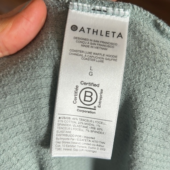 Athleta Women's Coaster Luxe Waffle Hoodie Minimalistic Blue Pullover Size M - Picture 10 of 11